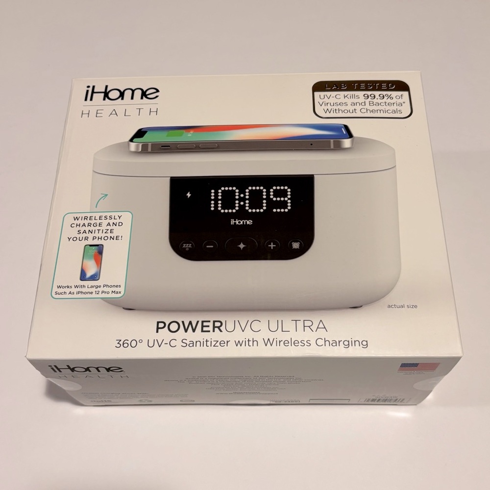 iHome Health Power UVC Ultra 360 UV-C Sanitizer with wireless Charging